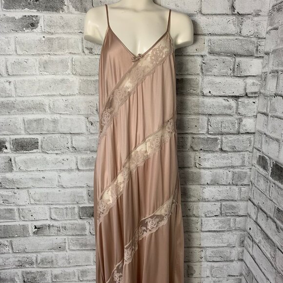 Vintage Y2K 90s Satin Sheer Lace Long Maxi Lingerie Slip Dress Nightgown - Picture 16 of 16